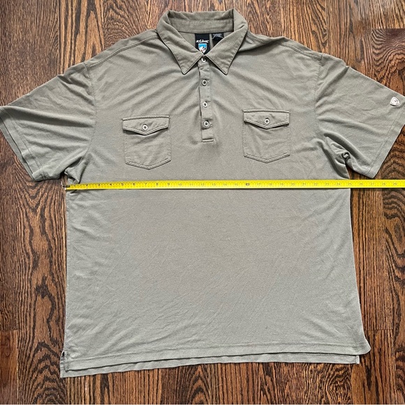 Kuhl Mens Heather Olive Green SS Pockets Lightweight Engineered Polo Shirt 2XL - Picture 9 of 10